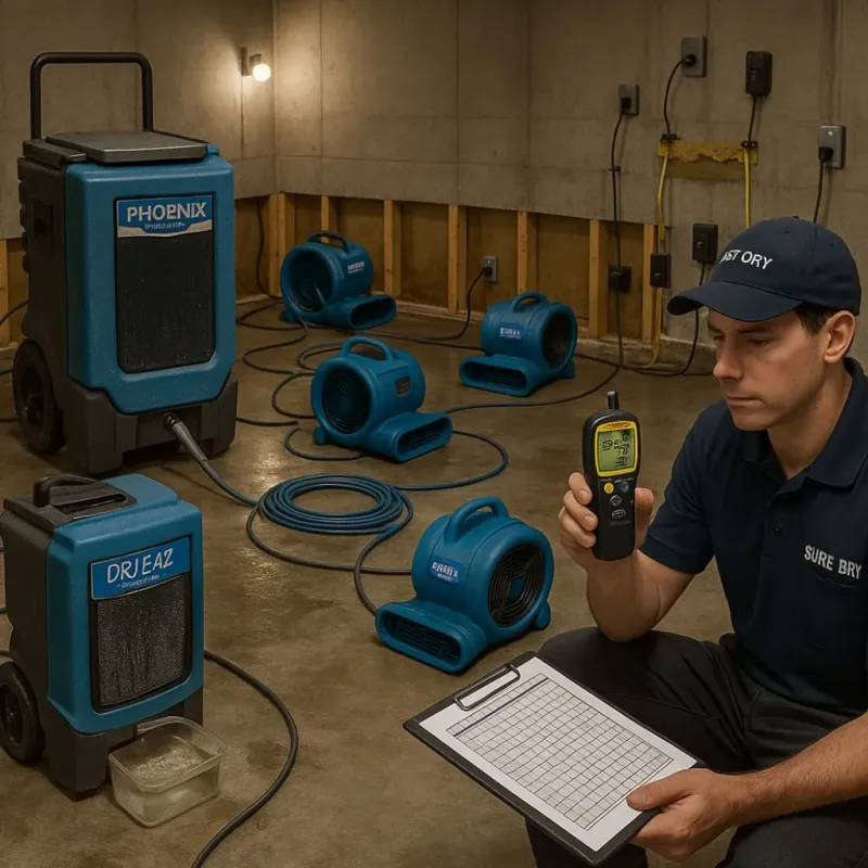 Structural Drying and Dehumidification process in Ellendale, ND